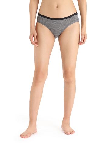 Women's Icebreaker Merino Siren Hipkini Briefs Underwear Gritstone Heather | CA 1219LISH